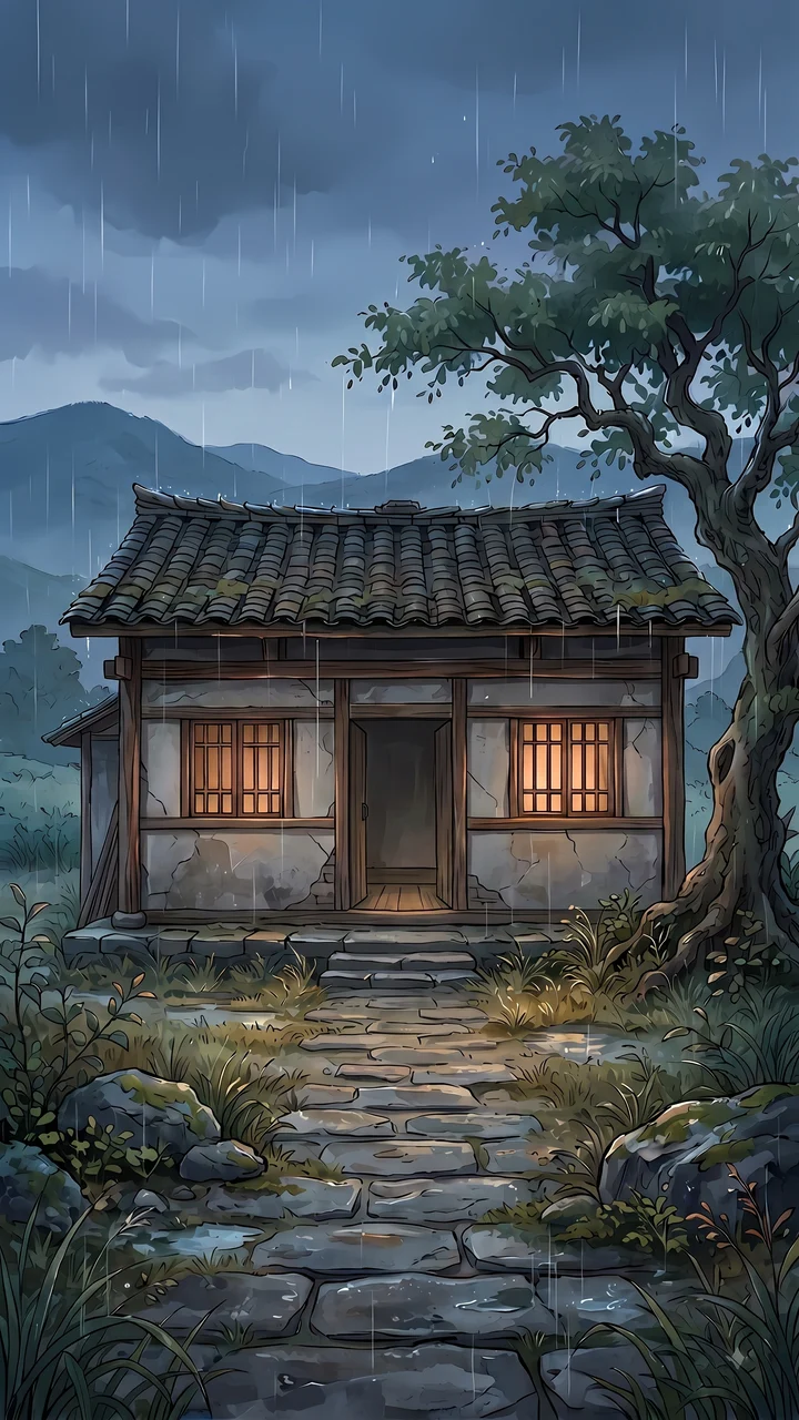 风雨将至，老屋在暮色中准备倒下