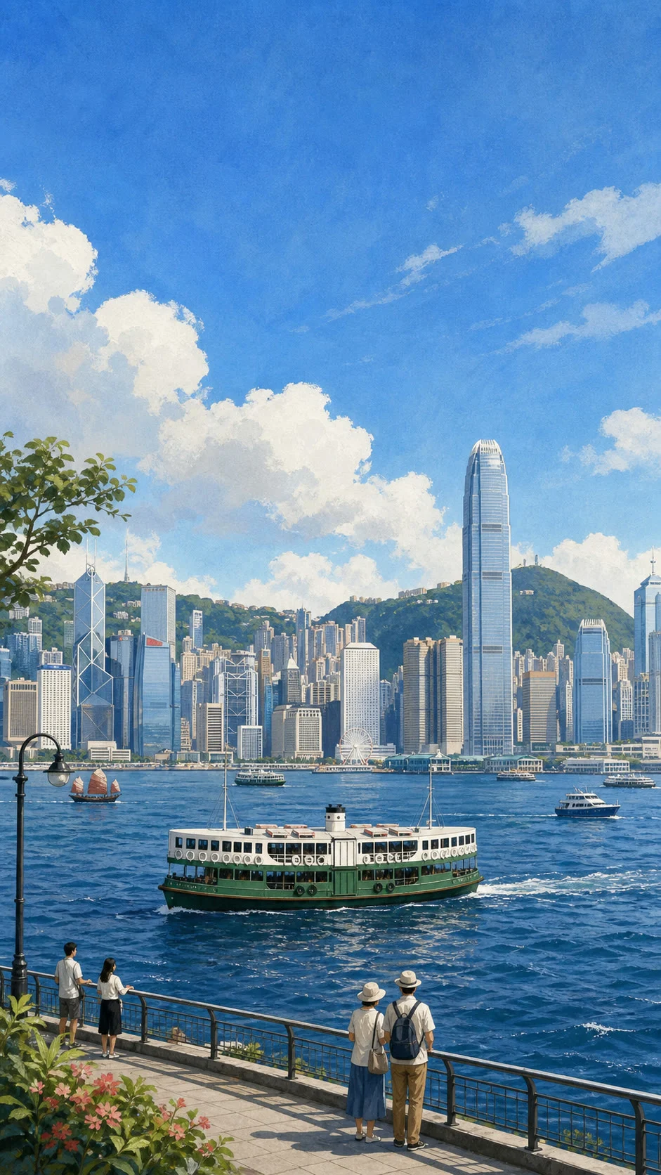 开阔的维多利亚港