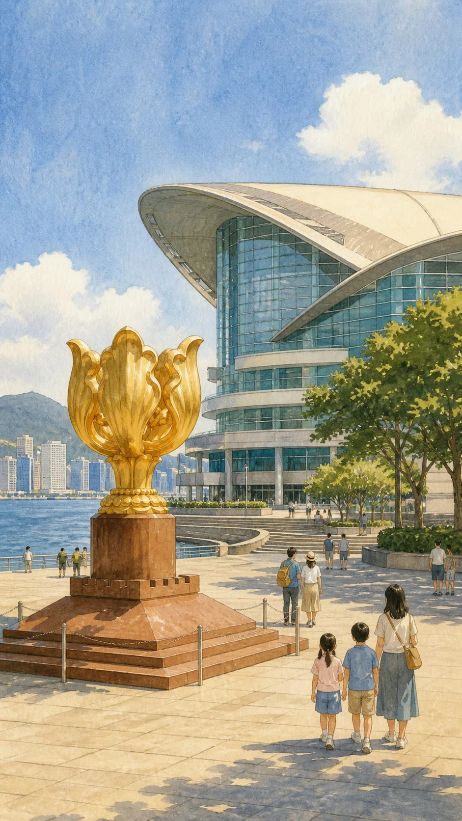 金紫荆雕塑与香港会展中心