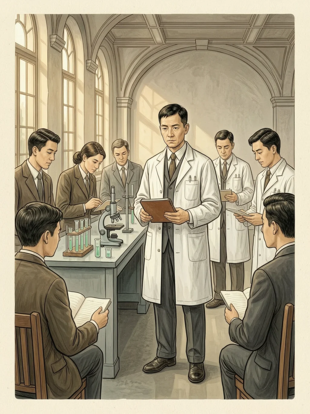童第周在欧洲实验室学习